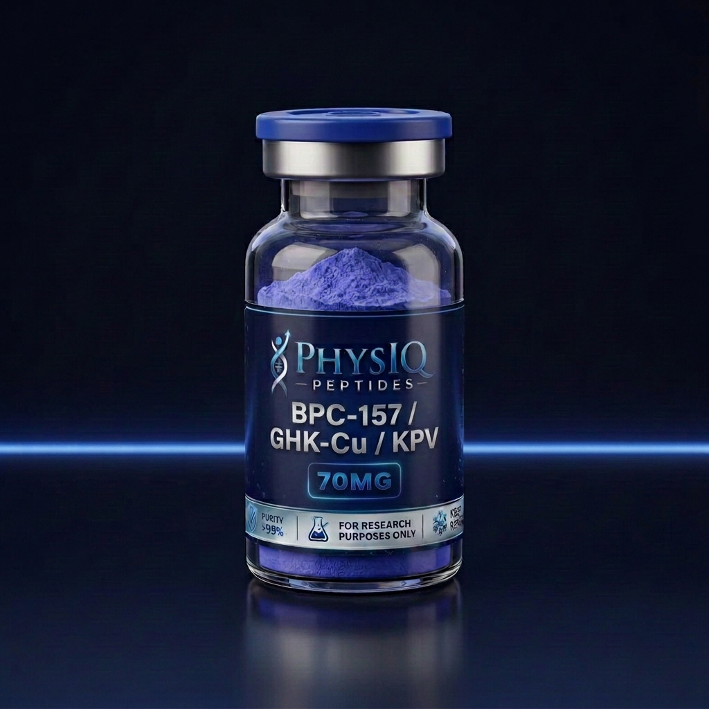 BPC-157 / GHK-Cu / KPV research peptide vial