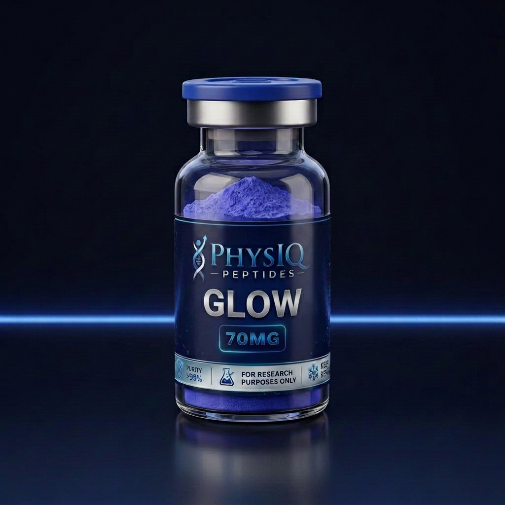 GLOW research peptide vial